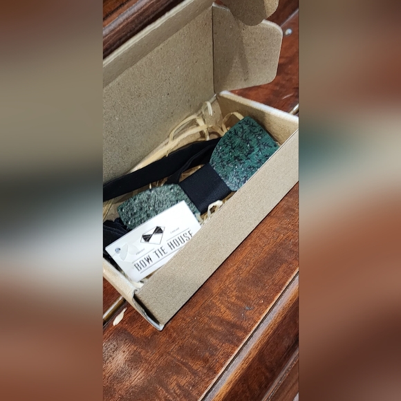 NWT Wooden Bowtie - Green with Black Painted Branches - Giftable - Picture 4 of 8